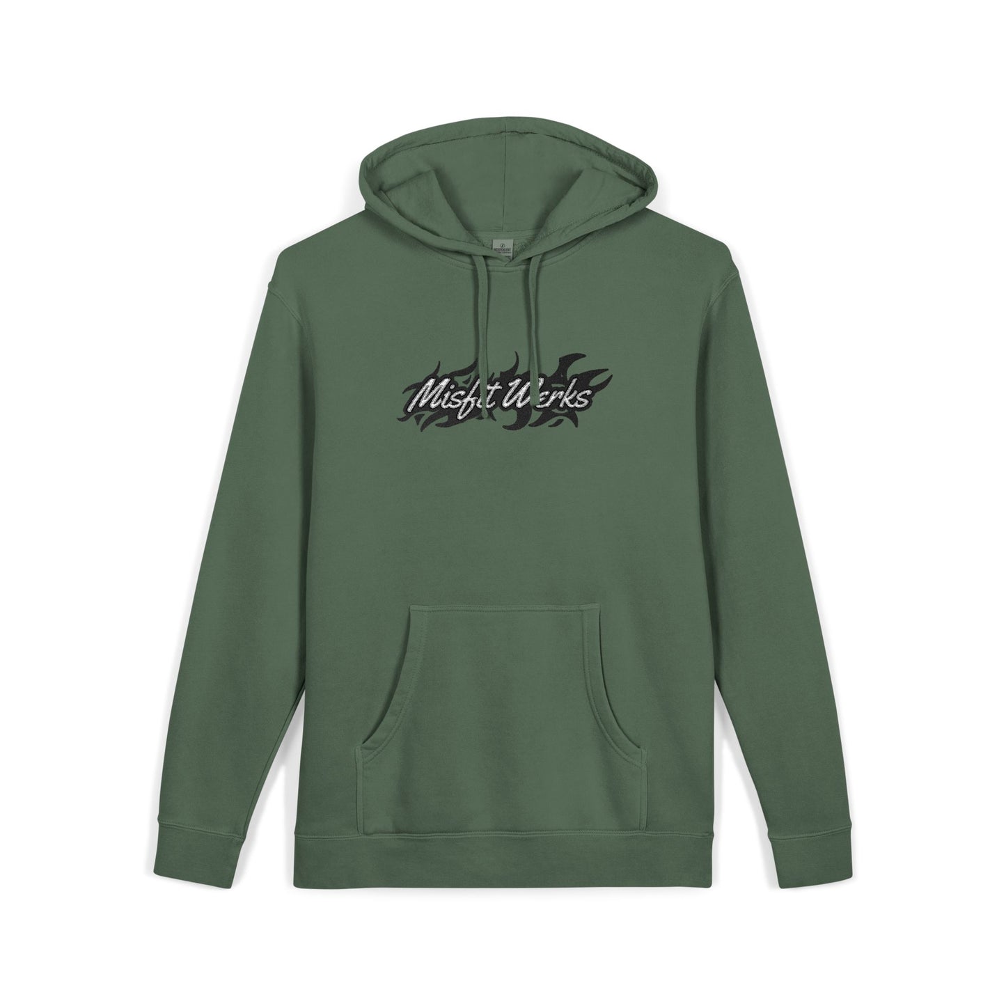Pigment-Dyed Hoodie — 'Good Vibes' Distressed Script Pullover