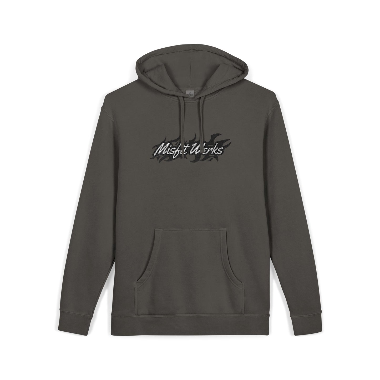 Pigment-Dyed Hoodie — 'Good Vibes' Distressed Script Pullover