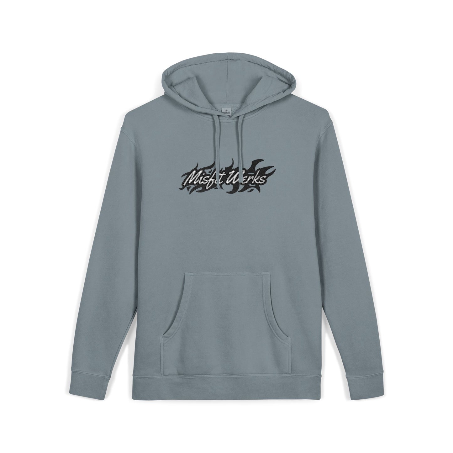 Pigment-Dyed Hoodie — 'Good Vibes' Distressed Script Pullover